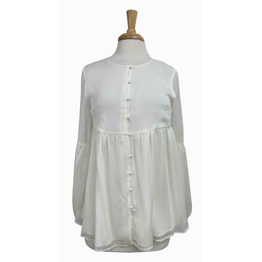 ANTHROPOLOGIE NWT! SHEER FLOWY WHITE TOP SIZE XS